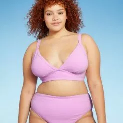 Juniors' Plus Size Terry Triangle Bikini Top - Xhilaration™ Lavender -Swimsuits Popular Store unnamed file 6336