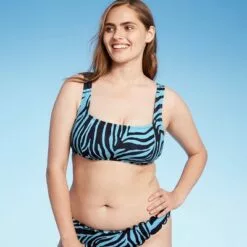 Women's Apron Front Bralette Bikini Top - Shade & Shore™ Teal Animal Print -Swimsuits Popular Store unnamed file 6355