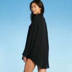 Women's Button-Up Cover Up Shirtdress - Kona Solâ„¢ Black