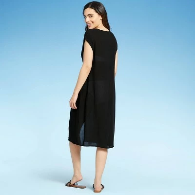 Women's Twist-Front Midi Cover Up Dress - Kona Sol™ Black 3 Women's Twist-Front Midi Cover Up Dress - Kona Sol™ Black