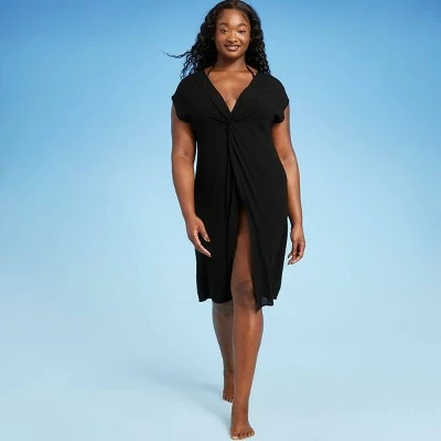 Women's Twist-Front Midi Cover Up Dress - Kona Sol™ Black 4 Women's Twist-Front Midi Cover Up Dress - Kona Sol™ Black - Image 2