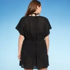 Women's Plus Size Tie-Front Eyelet Crochet Cover Up Dress - Kona Sol™ White -Swimsuits Popular Store unnamed file 6417