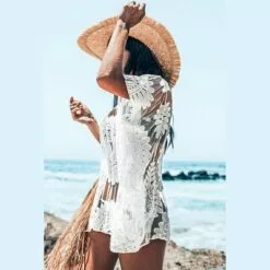 Women's White Sun Floral Cover Up - Cupshe - One Size Fits Most -Swimsuits Popular Store unnamed file 6431