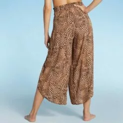 Women's Front Slit Cover Up Pants - Shade & Shore™ Tan Animal Print