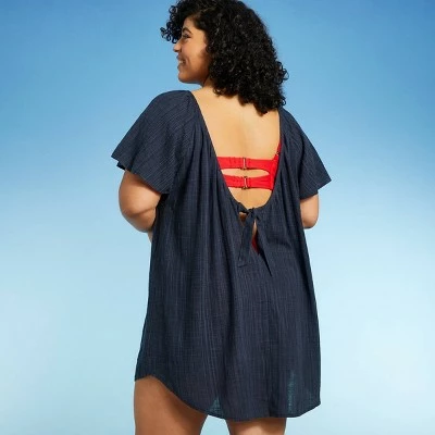 Women's Wide Neck Flutter Sleeve Cover Up Dress - Kona Sol™ Off-white 3 Women's Wide Neck Flutter Sleeve Cover Up Dress - Kona Sol™ Off-white