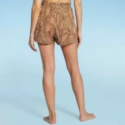 Women's High Waist Cover Up Shorts - Shade & Shore™ Tan Animal Print