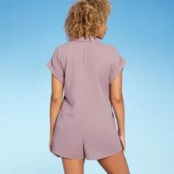 Women's Short Sleeve Button-Up Cover Up Playsuit - Shade & Shore™ -Swimsuits Popular Store unnamed file 6540