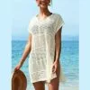 Women's Crochet Hollow Out Side Slits Knot Front Above Knee Length Cover Up-Cupshe -Swimsuits Popular Store unnamed file 6556