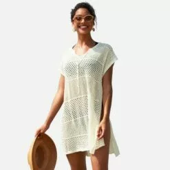 Women's Crochet Hollow Out Side Slits Knot Front Above Knee Length Cover Up-Cupshe -Swimsuits Popular Store unnamed file 6559
