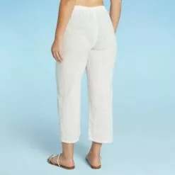 Juniors' Cropped Pom Pom Trim Cover Up Pants - Xhilaration™ Off-White -Swimsuits Popular Store unnamed file 6597