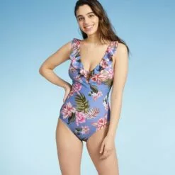 Women's Over the Shoulder Ruffle High Coverage One Piece Swimsuit - Kona Sol™ Multi -Swimsuits Popular Store unnamed file 6643