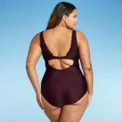 Women's Grommet Scallop High Coverage One Piece Swimsuit - Kona Sol™ Dark Green -Swimsuits Popular Store unnamed file 6664