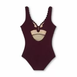 Women's Grommet Scallop High Coverage One Piece Swimsuit - Kona Sol™ Dark Green -Swimsuits Popular Store unnamed file 6666