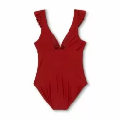 Women's Ruffle Shoulder High Coverage One Piece Swimsuit - Kona Sol™ Bold Burgundy 16 Women's Ruffle Shoulder High Coverage One Piece Swimsuit - Kona Sol™ Bold Burgundy -Swimsuits Popular Store unnamed file 6671
