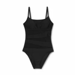 Women's Mesh Front One Piece Swimsuit - Shade & Shore™ Black -Swimsuits Popular Store unnamed file 6685