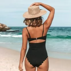 Women's One Piece Swimsuit Sexy Cutout Scallop Trim Bathing Suit - Cupshe