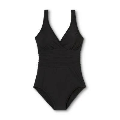 Women's Waist Detail Over the Shoulder One Piece Swimsuit - Aqua Green® Black 6 Women's Waist Detail Over the Shoulder One Piece Swimsuit - Aqua Green® Black - Image 4