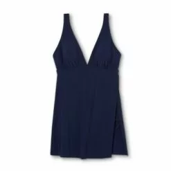 Women's Side Slit Swim Dress - Aqua Green® Navy -Swimsuits Popular Store unnamed file 6719