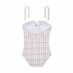 Women's Textured Pique Tie-Front High Coverage One Piece Swimsuit - Kona Sol™ Multi Naturals -Swimsuits Popular Store unnamed file 6757