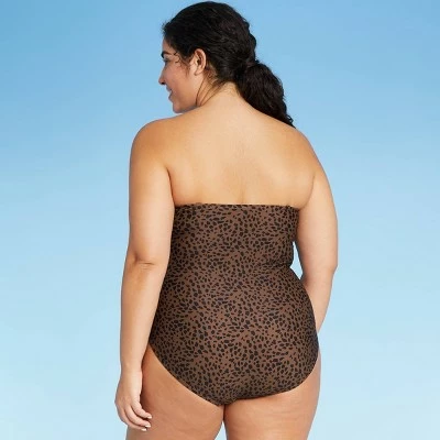 Women's Bandeau Flounce High Coverage One Piece Swimsuit - Kona Sol™ Multi Natural 5 Women's Bandeau Flounce High Coverage One Piece Swimsuit - Kona Sol™ Multi Natural - Image 3