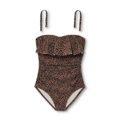 Women's Bandeau Flounce High Coverage One Piece Swimsuit - Kona Sol™ Multi Natural 6 Women's Bandeau Flounce High Coverage One Piece Swimsuit - Kona Sol™ Multi Natural - Image 4