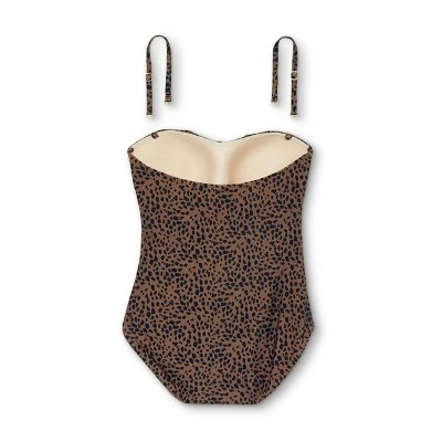 Women's Bandeau Flounce High Coverage One Piece Swimsuit - Kona Sol™ Multi Natural 7 Women's Bandeau Flounce High Coverage One Piece Swimsuit - Kona Sol™ Multi Natural - Image 5