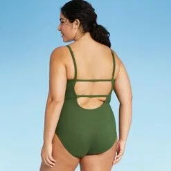 Women's Textured Mini Pucker Square Neck High Coverage One Piece Swimsuit - Kona Sol™ Dark Green 9 Women's Textured Mini Pucker Square Neck High Coverage One Piece Swimsuit - Kona Sol™ Dark Green -Swimsuits Popular Store unnamed file 6785