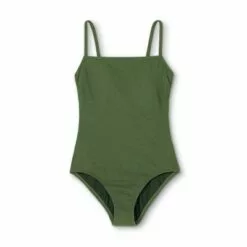 Women's Textured Mini Pucker Square Neck High Coverage One Piece Swimsuit - Kona Sol™ Dark Green 10 Women's Textured Mini Pucker Square Neck High Coverage One Piece Swimsuit - Kona Sol™ Dark Green -Swimsuits Popular Store unnamed file 6786