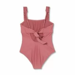 Women's Square Neck Ruffle Shoulder Medium Coverage One Piece Swimsuit - Kona Sol™ Mauvewood -Swimsuits Popular Store unnamed file 6792