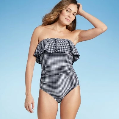 Women's Bandeau Flounce High Coverage One Piece Swimsuit - Kona Sol™ Navy Blue 10 Women's Bandeau Flounce High Coverage One Piece Swimsuit - Kona Sol™ Navy Blue - Image 8