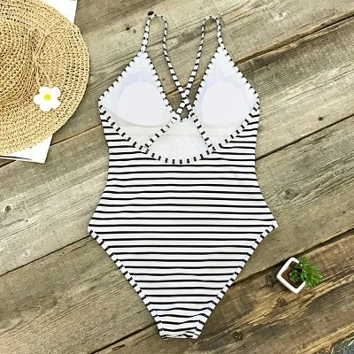 Women's Lasting Appeal Stripe Print Crisscross One Piece Swimsuit - Cupshe 5 Women's Lasting Appeal Stripe Print Crisscross One Piece Swimsuit - Cupshe - Image 3