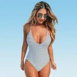 Women's Lasting Appeal Stripe Print Crisscross One Piece Swimsuit - Cupshe 19 Women's Lasting Appeal Stripe Print Crisscross One Piece Swimsuit - Cupshe -Swimsuits Popular Store unnamed file 6857