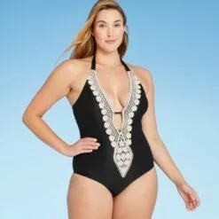 Women's Crochet Necklace Medium Coverage One Piece Swimsuit - Kona Sol™ Black 13 Women's Crochet Necklace Medium Coverage One Piece Swimsuit - Kona Sol™ Black -Swimsuits Popular Store unnamed file 6868