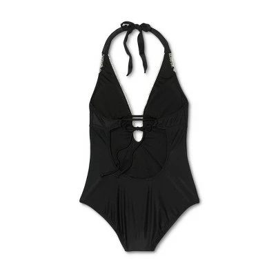 Women's Crochet Necklace Medium Coverage One Piece Swimsuit - Kona Sol™ Black 7 Women's Crochet Necklace Medium Coverage One Piece Swimsuit - Kona Sol™ Black - Image 5