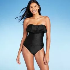 Women's Crochet Flounce High Coverage One Piece Swimsuit - Kona Sol™ Black 26 Women's Crochet Flounce High Coverage One Piece Swimsuit - Kona Sol™ Black -Swimsuits Popular Store unnamed file 6886
