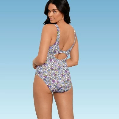 Women's Slimming Control Wrap-Front One Piece Swimsuit - Beach Betty by Miracle Brands Blue Floral 3 Women's Slimming Control Wrap-Front One Piece Swimsuit - Beach Betty by Miracle Brands Blue Floral