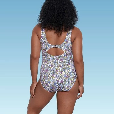 Women's Slimming Control Wrap-Front One Piece Swimsuit - Beach Betty by Miracle Brands Blue Floral 6 Women's Slimming Control Wrap-Front One Piece Swimsuit - Beach Betty by Miracle Brands Blue Floral - Image 4