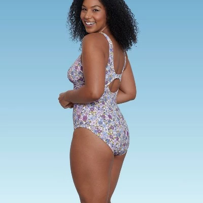 Women's Slimming Control Wrap-Front One Piece Swimsuit - Beach Betty by Miracle Brands Blue Floral 7 Women's Slimming Control Wrap-Front One Piece Swimsuit - Beach Betty by Miracle Brands Blue Floral - Image 5