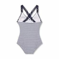 Women's High Coverage One Piece Swimsuit - Kona Sol™ Navy Stripe -Swimsuits Popular Store unnamed file 6910