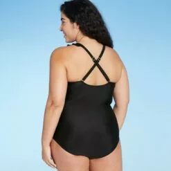 Women's Ruffle Over the Shoulder High Coverage One Piece Swimsuit - Kona Sol™ Black -Swimsuits Popular Store unnamed file 6929