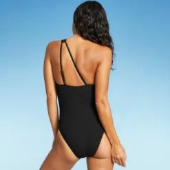 Juniors' Textured One Shoulder One Piece Swimsuit - Xhilaration™ Coral Pink