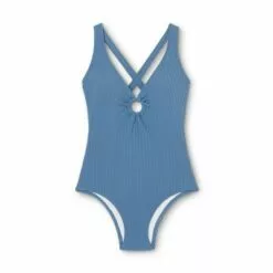 Women's Wide Ribbed Ring Medium Coverage One Piece Swimsuit - Kona Sol™ Dark Green -Swimsuits Popular Store unnamed file 6962