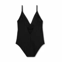 Women's V-Neck Shirred Medium Coverage One Piece Swimsuit - Kona Sol™ Black -Swimsuits Popular Store unnamed file 6978