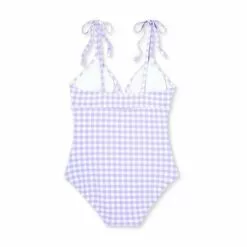 Women's Shoulder Tie Gingham Medium Coverage One Piece Swimsuit - Kona Sol™ Silent Lilac -Swimsuits Popular Store unnamed file 7008