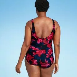 Women's Cinch-Front One Piece Swimsuit - Aqua Green® Floral -Swimsuits Popular Store unnamed file 7016