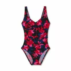 Women's Cinch-Front One Piece Swimsuit - Aqua Green® Floral -Swimsuits Popular Store unnamed file 7017