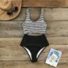 Women's One Piece Swimsuit Striped Cutout Wide Strap Swimwear Bathing Suit -Cupshe -Swimsuits Popular Store unnamed file 7023