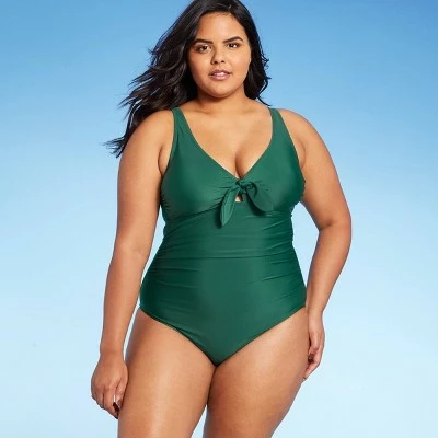 Women's Bunny Tie High Coverage One Piece Swimsuit - Kona Sol™ Green Marker 4 Women's Bunny Tie High Coverage One Piece Swimsuit - Kona Sol™ Green Marker - Image 2