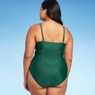 Women's Bunny Tie High Coverage One Piece Swimsuit - Kona Sol™ Green Marker 5 Women's Bunny Tie High Coverage One Piece Swimsuit - Kona Sol™ Green Marker - Image 3