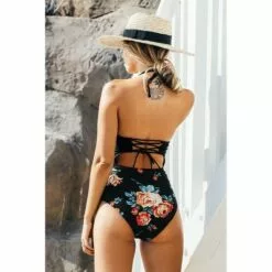 Women's Halter Cutout Lace Up One Piece Swimsuit - Cupshe -Swimsuits Popular Store unnamed file 7074